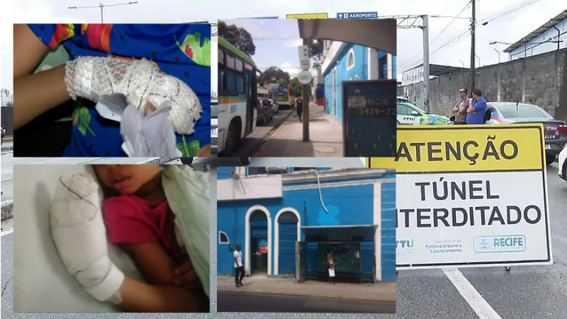  Menina sofre descarga elétrica em parada de ônibus no centro da capital pernambucana.